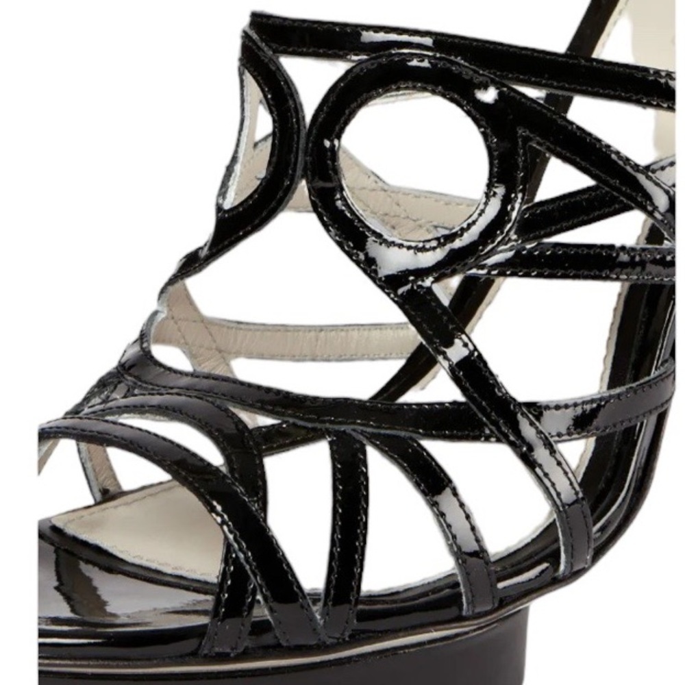 Jason Wu Black Patent Leather Strappy Stiletto Heel Sandal Made in Italy 6.5 - Picture 16 of 16